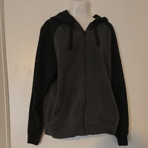 Champion Men's Charcoal and Black Zip-Up Sweater